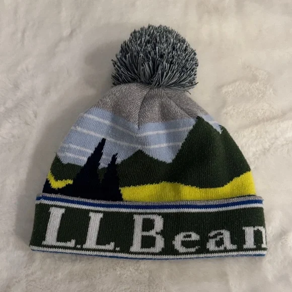 L.L.Bean Katahdin Pom Graphic Hat, Retro Mountain Graphic - Picture 1 of 8